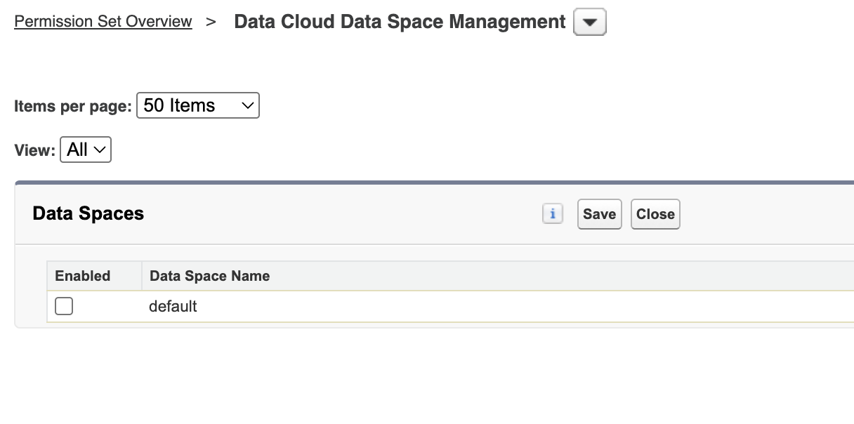 Figure 44. Assign access to the relevant Data Cloud data space.