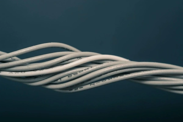 white wire on a blue background