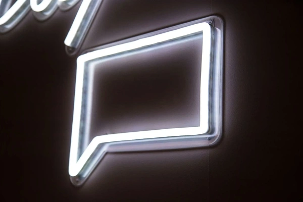 white neon message sign