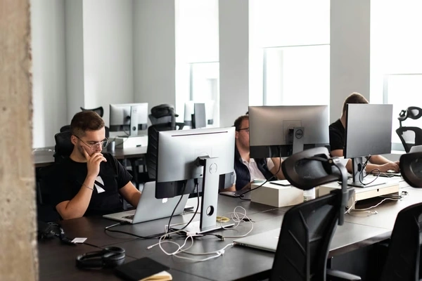 Noltic's software engineers working in the office