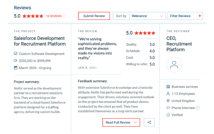 Noltic's reviews on Clutch