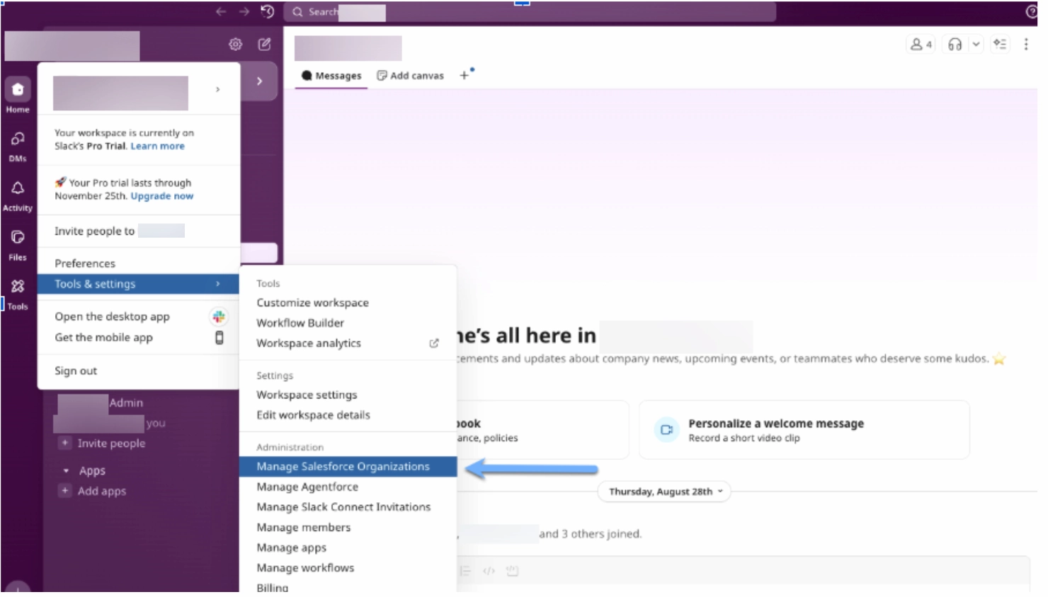 Connecting Slack