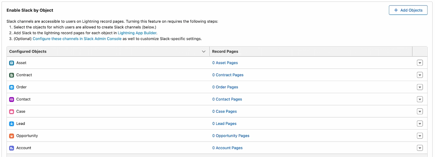 Enable Slack by Object