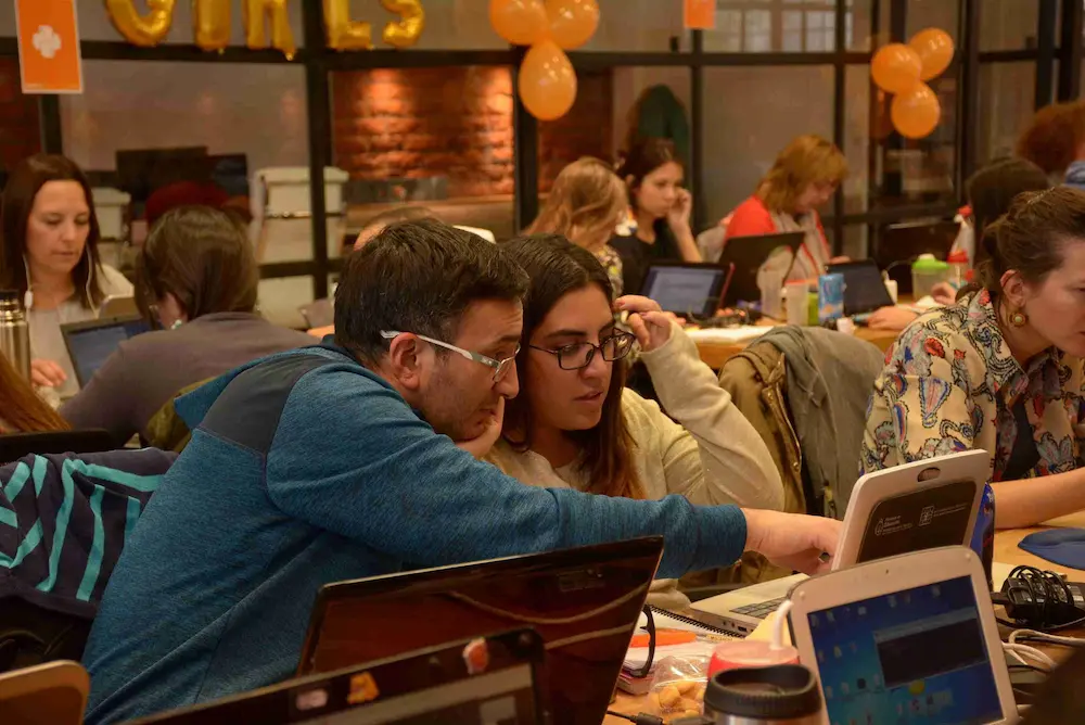students learning