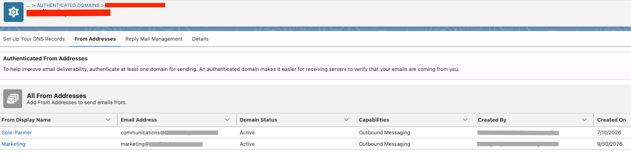 Authenticated Domains