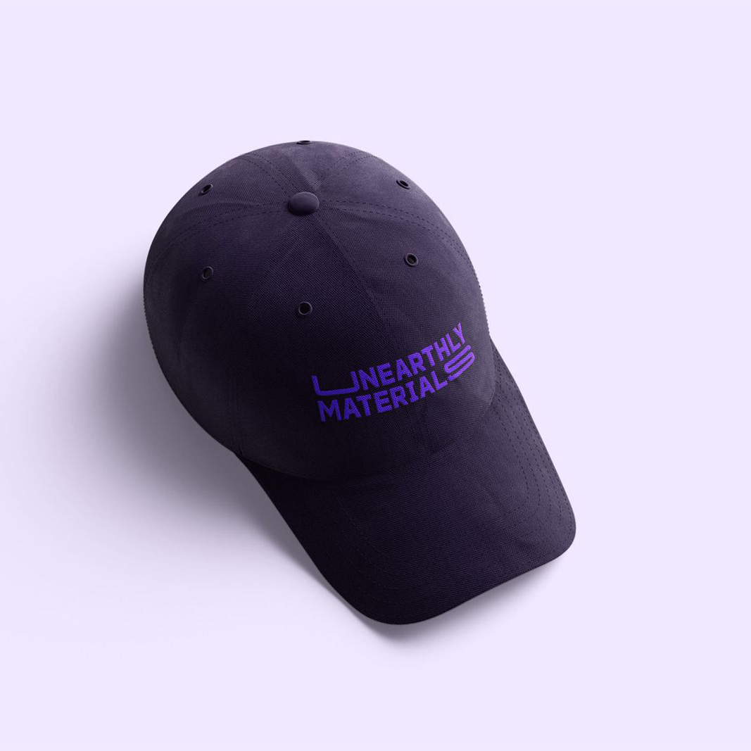 Unearthly Materials purple embroidered cap.
