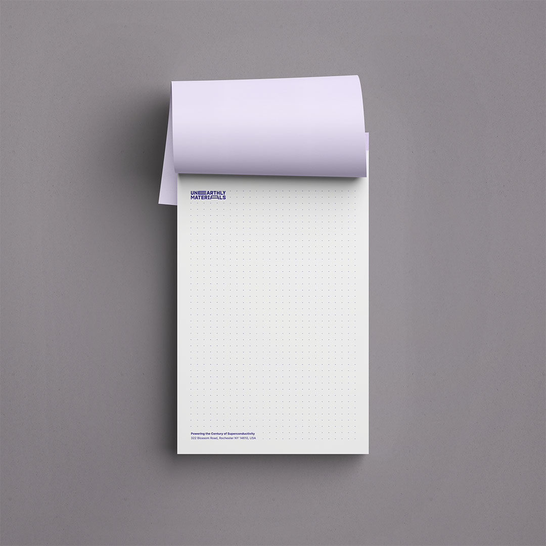 Unearthly Materials branded notepad