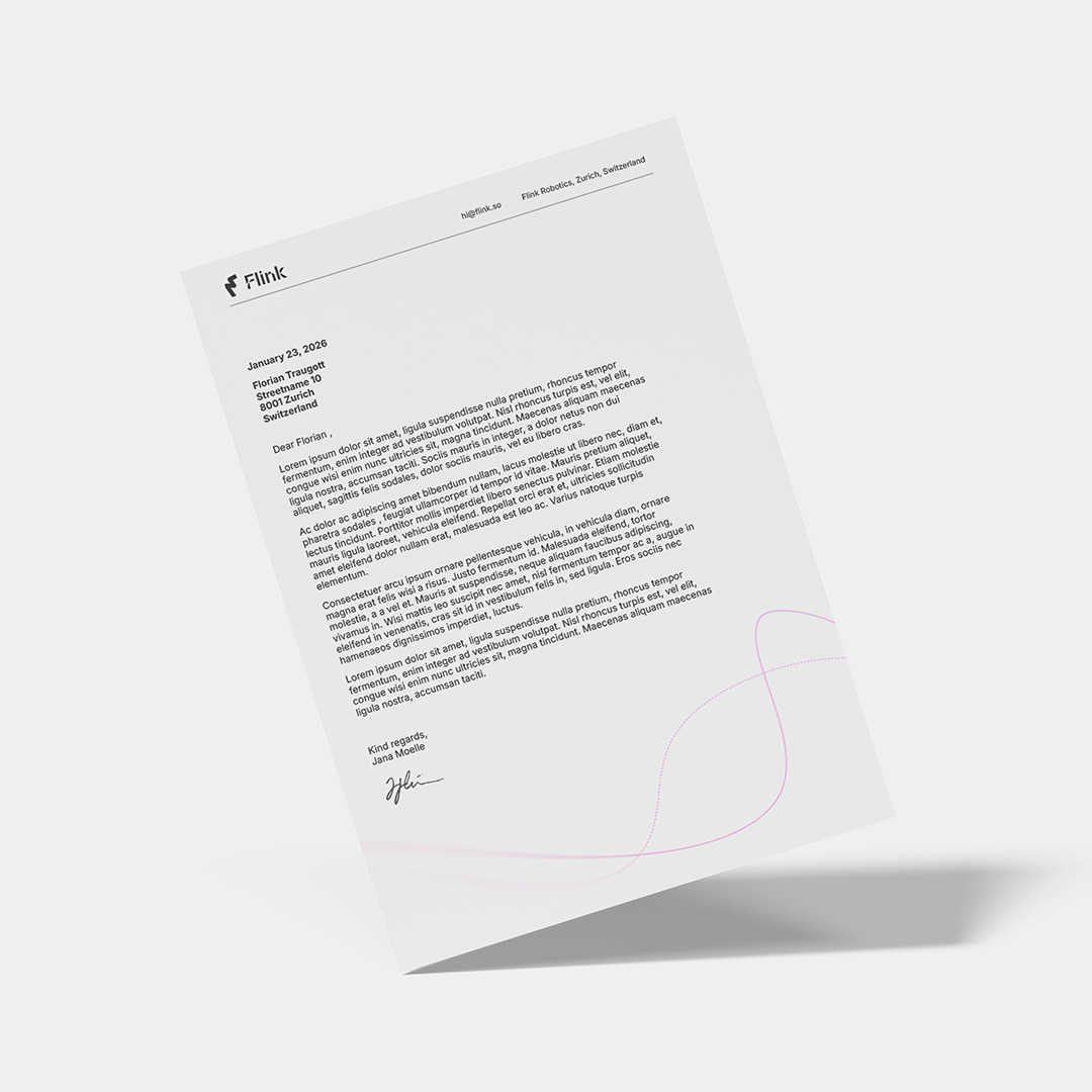 Flink contemporary letterhead with trajectory lines