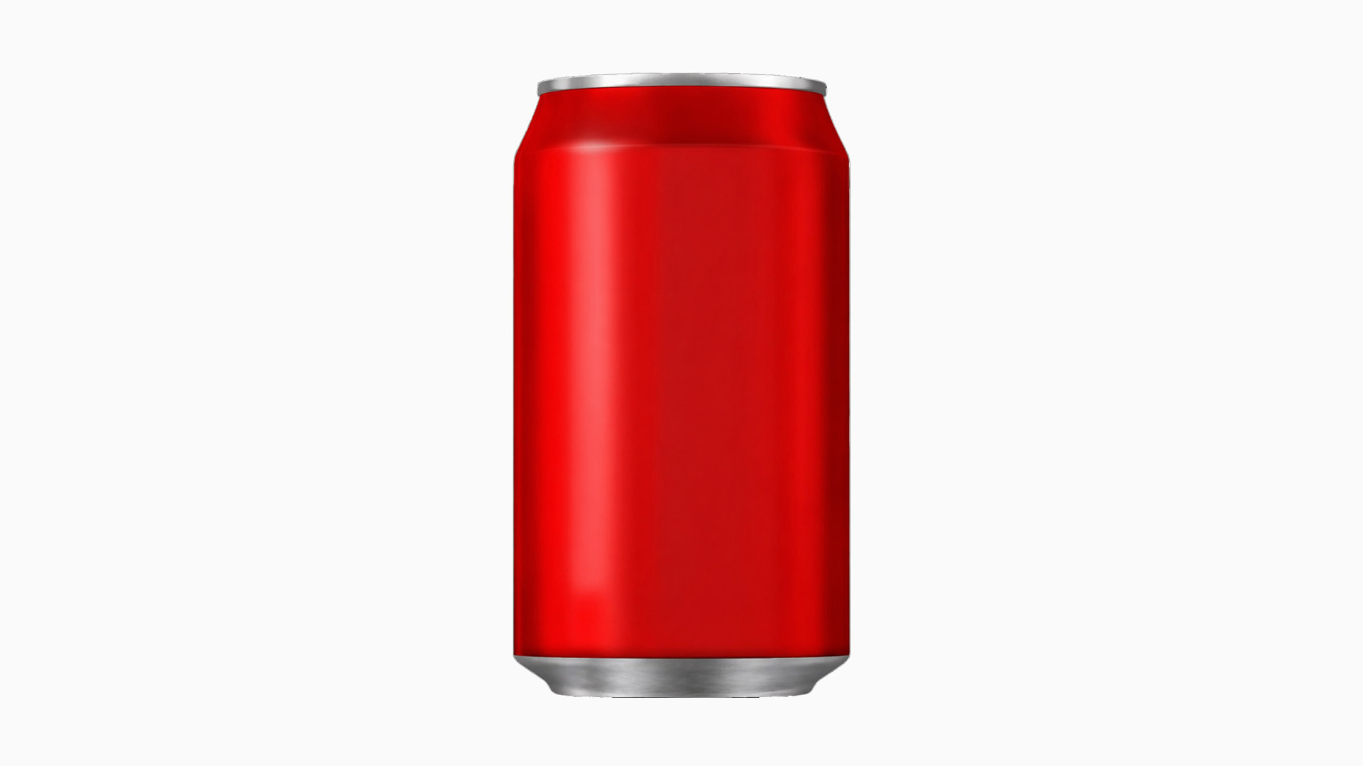 An unbranded but distinctive red can, evoking Coca Cola's identity.