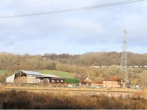 A view of the Fulmer Marsh site, showing farm buildings and fields