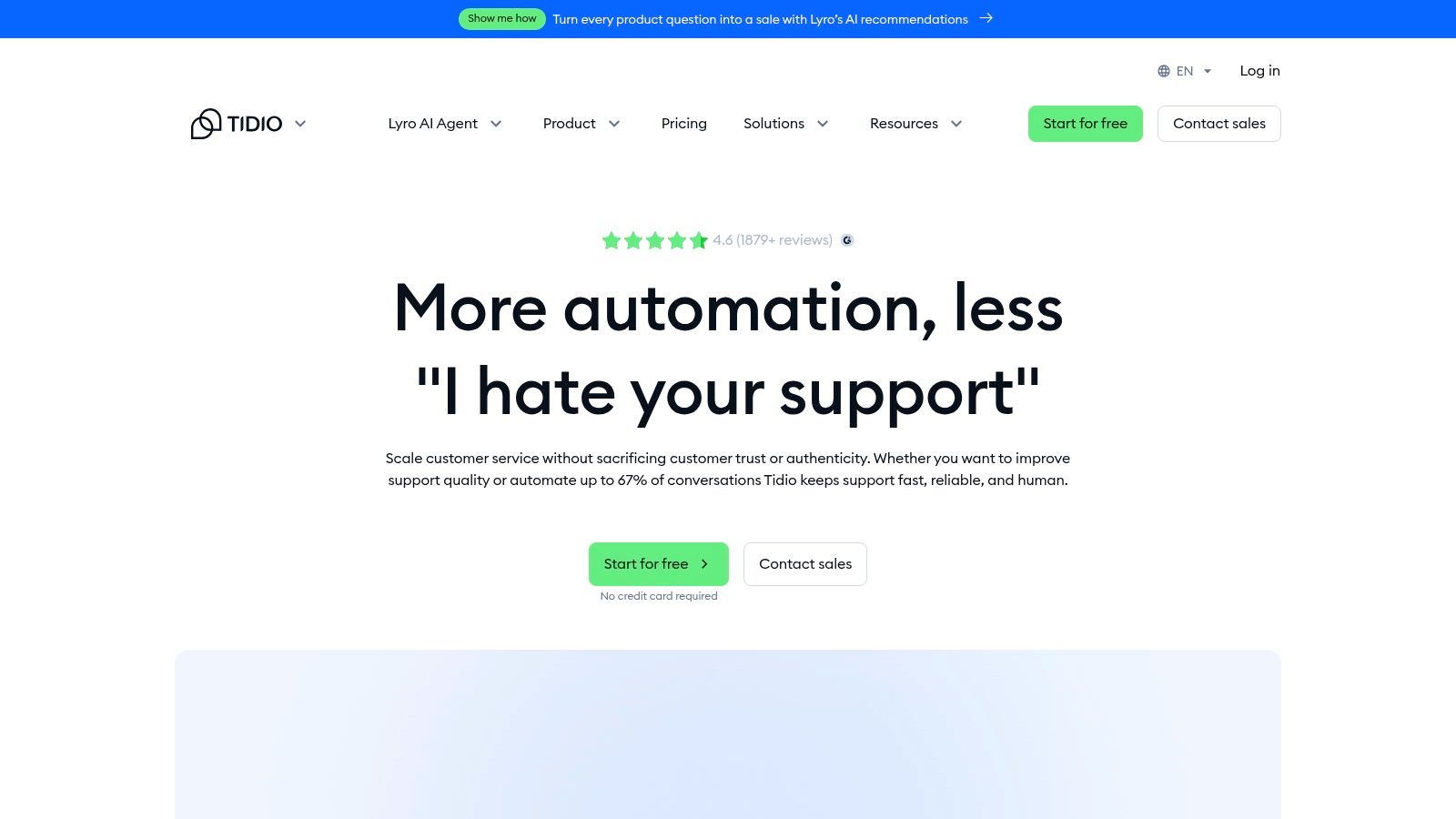 Tidio (Lyro AI + helpdesk)