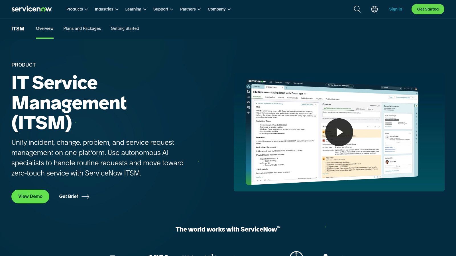 ServiceNow IT Service Management (ITSM)