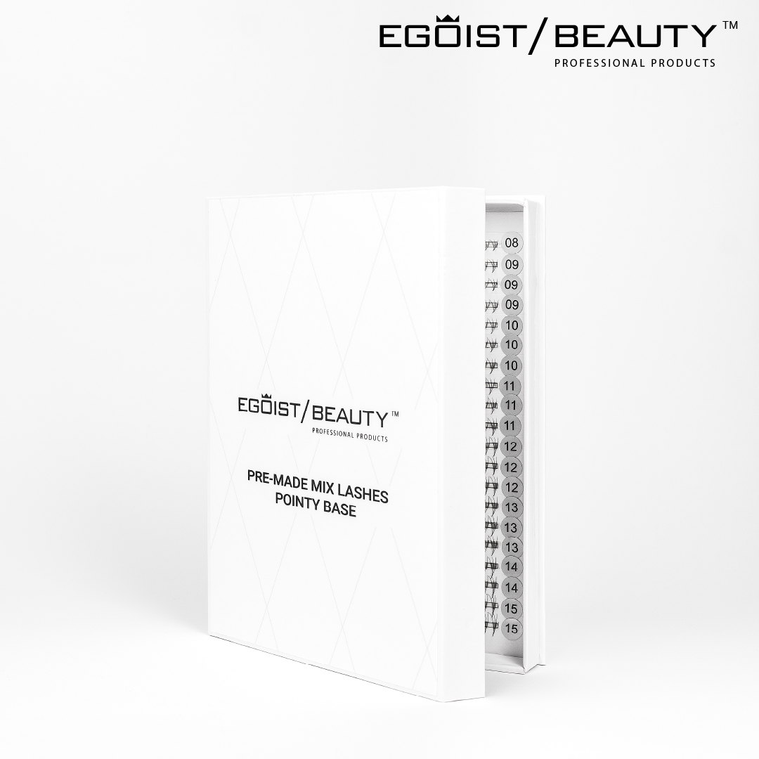 Series of social media graphics for Egoist Beauty promoting various offers and collections, including a gel polish course, autumn and wedding nail collections, product discounts, summer workshops, and a lash model recruitment announcement.