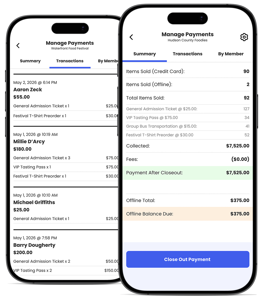 Dashboard mockup