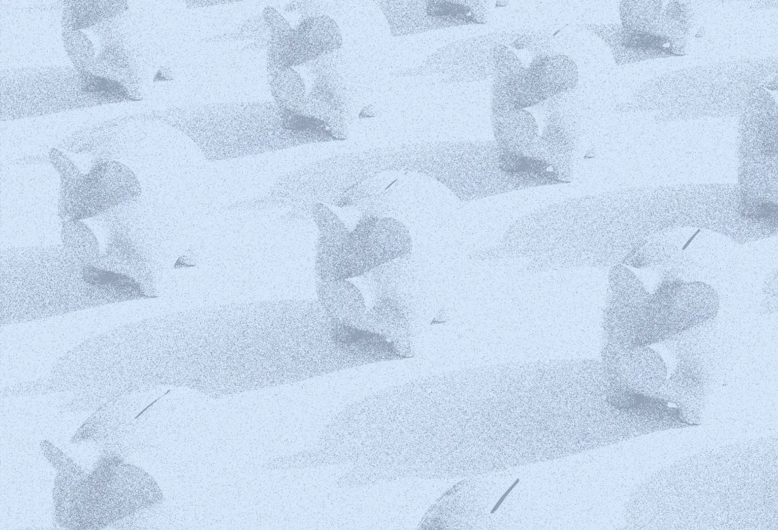 Multiple white piggy banks arranged on a flat surface with shadows cast beneath them.