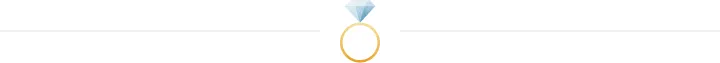 Blue diamond above a gold ring outline on a white background with gray lines on each side.