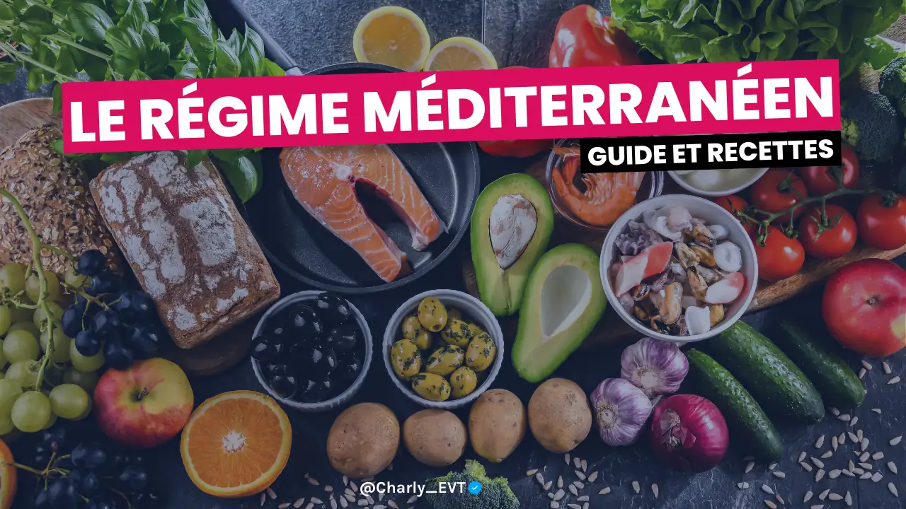 Saumon, légumes, fruits et huile d'olive, titre « Le régime méditerranéen : guide et recettes »