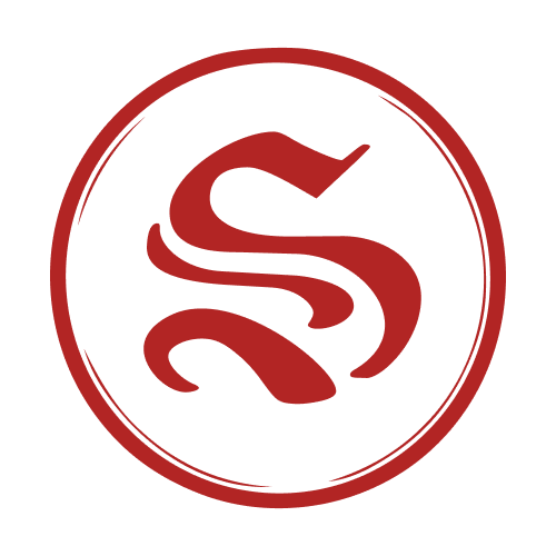 A monogram S in a blackletter typeface