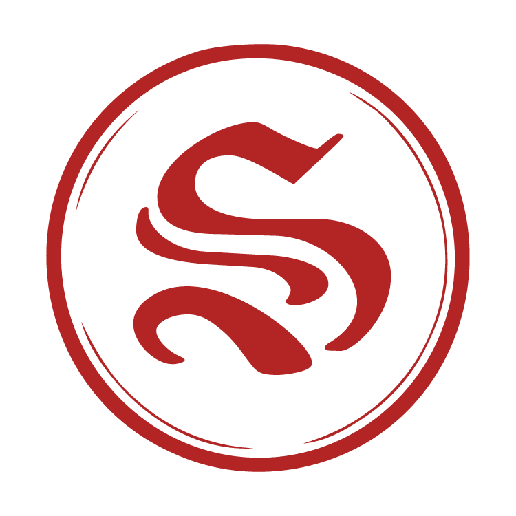 A monogram S in a blackletter typeface