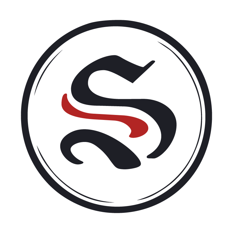 A monogram S in a blackletter typeface