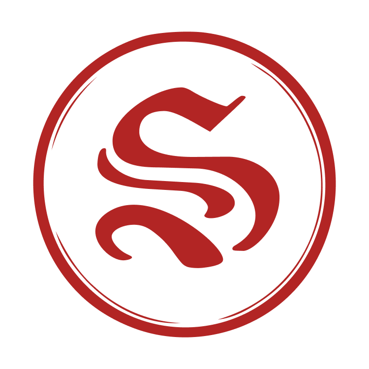 A monogram S in a blackletter typeface