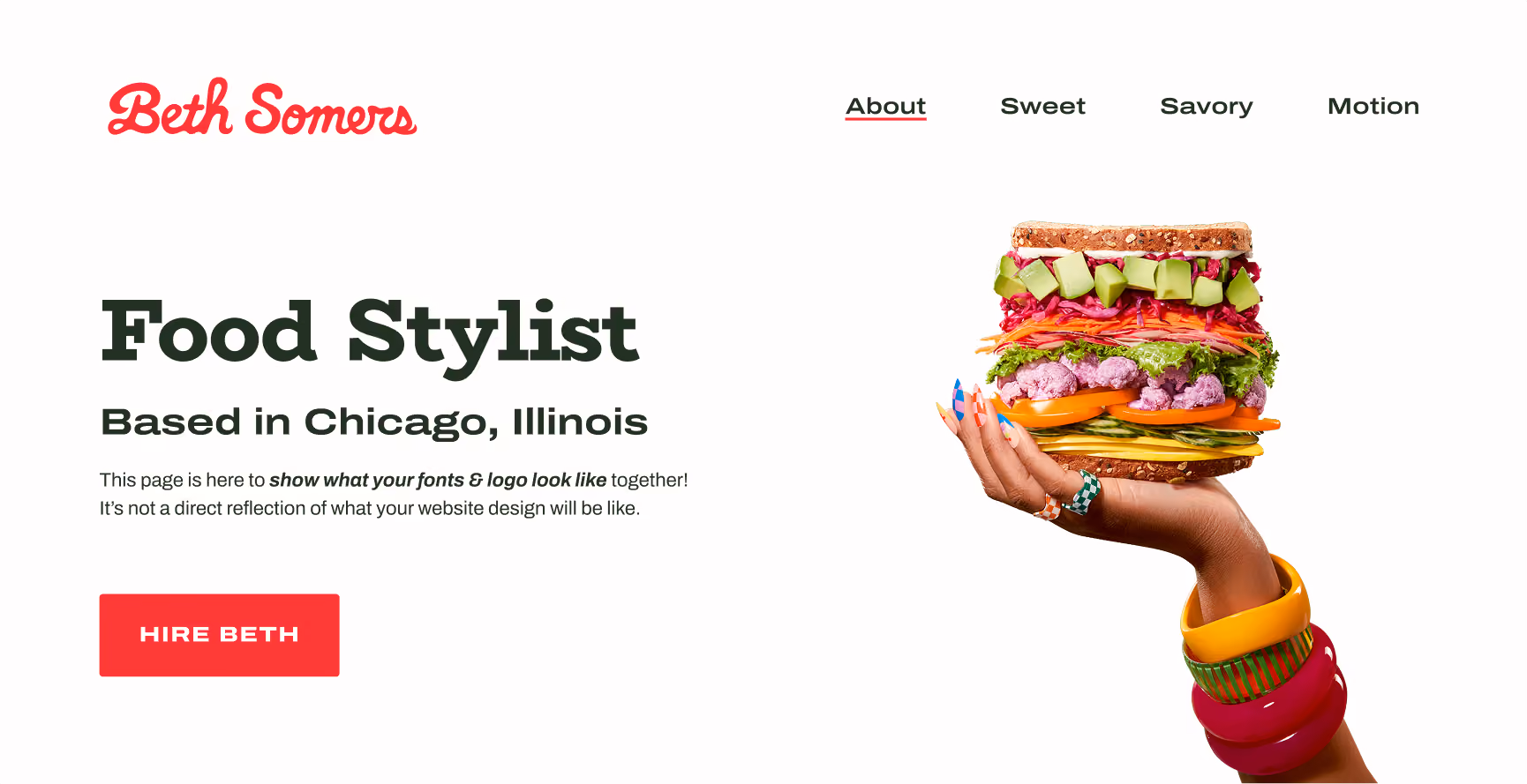 Mockup of a landing page hero section showing the brand fonts in action.
