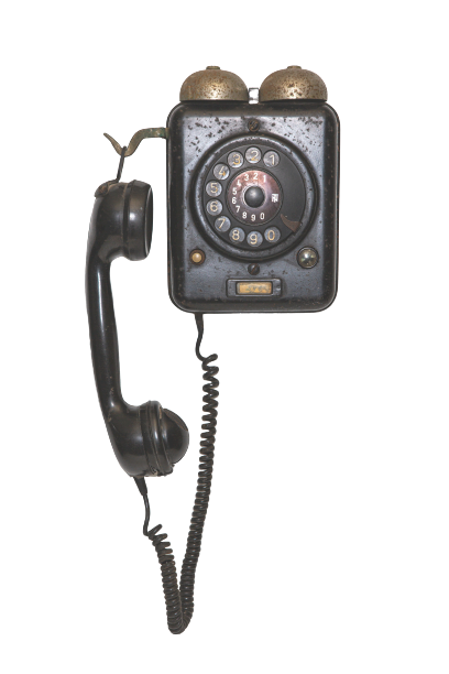 Black wall mounted rotary phone
