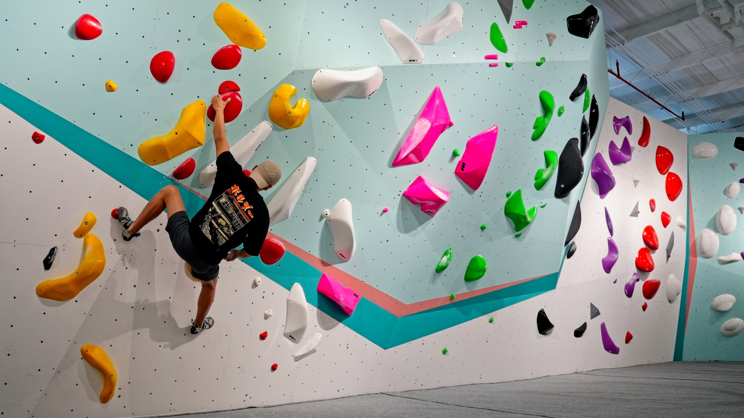 GoClimb climber on Wahsh wall