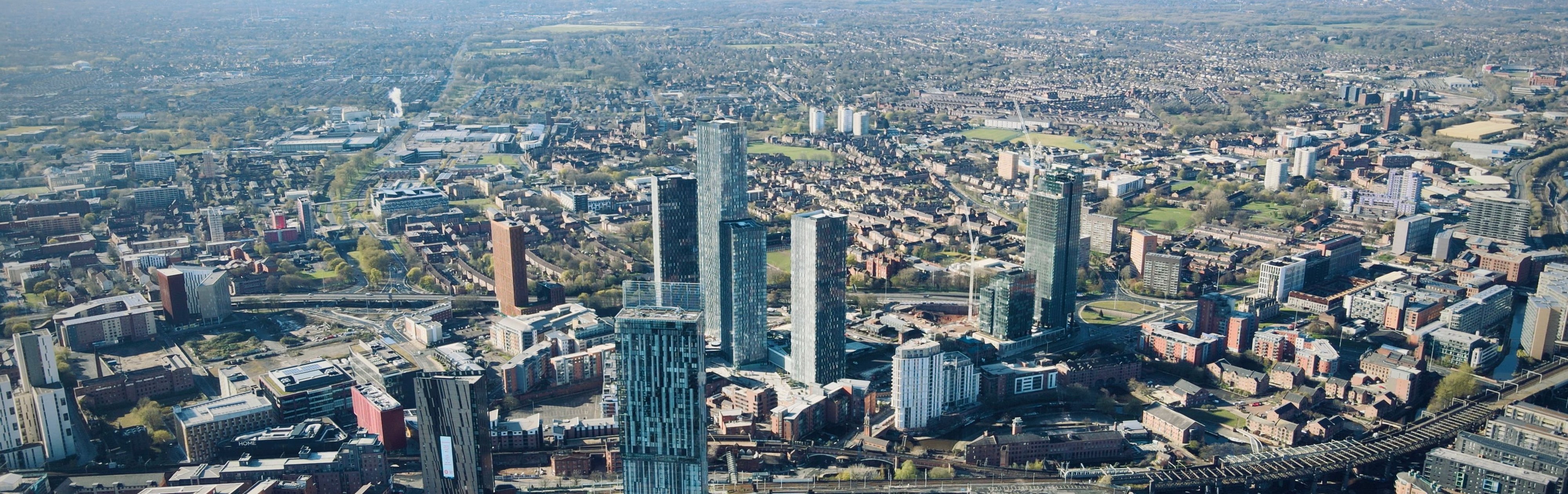 Aerial view of the Manchester skyline