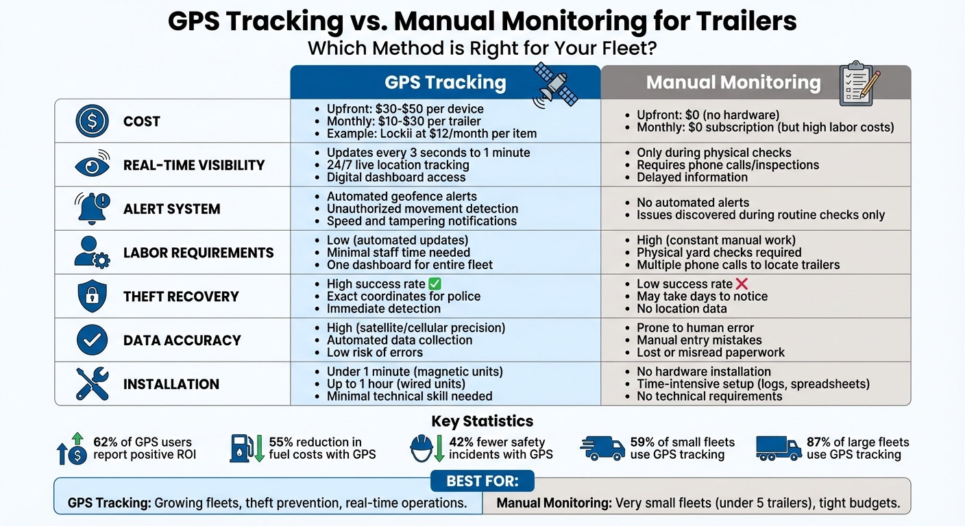 GPS Tracking vs Manual Monitoring for Trailers: Complete Comparison Chart