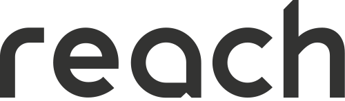 the logo for reach design - a clean simple custom typography design in dark grey spelling out the word reach