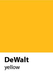 Colour swatch in a Pantone style showing the DeWalt brand colour yellow.