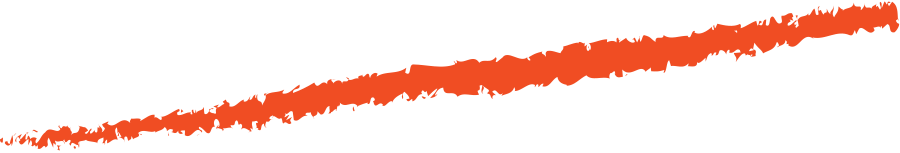 Rough, diagonal orange brush stroke with a textured, uneven edge on a white background.