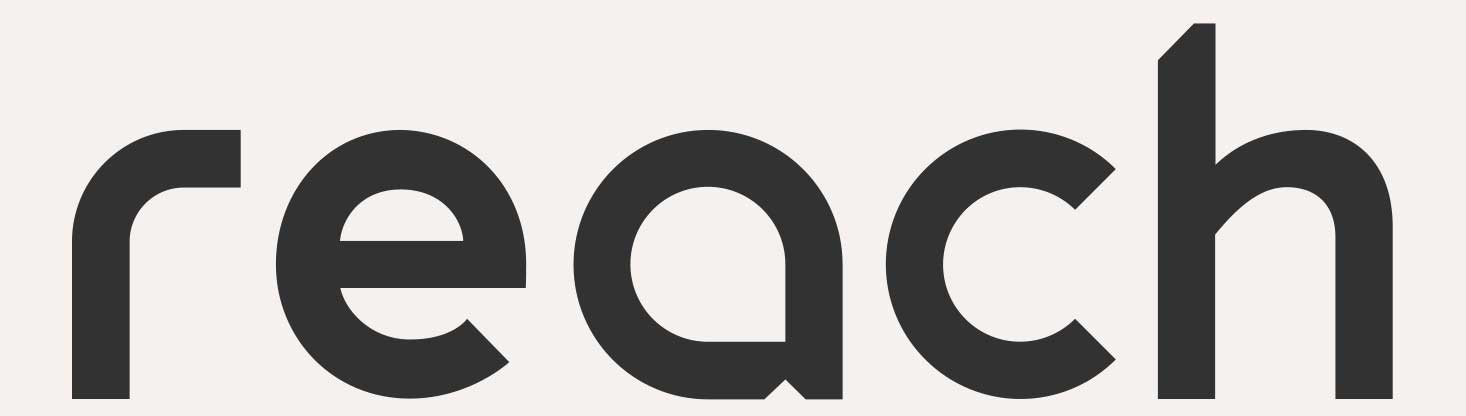 The word 'reach' in lowercase black letters on a light background.