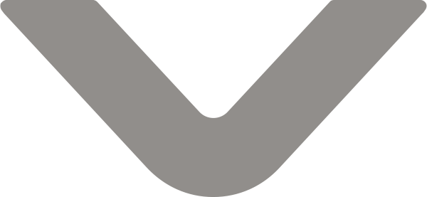 Gray chevron-shaped downward arrow with rounded edges on transparent background.