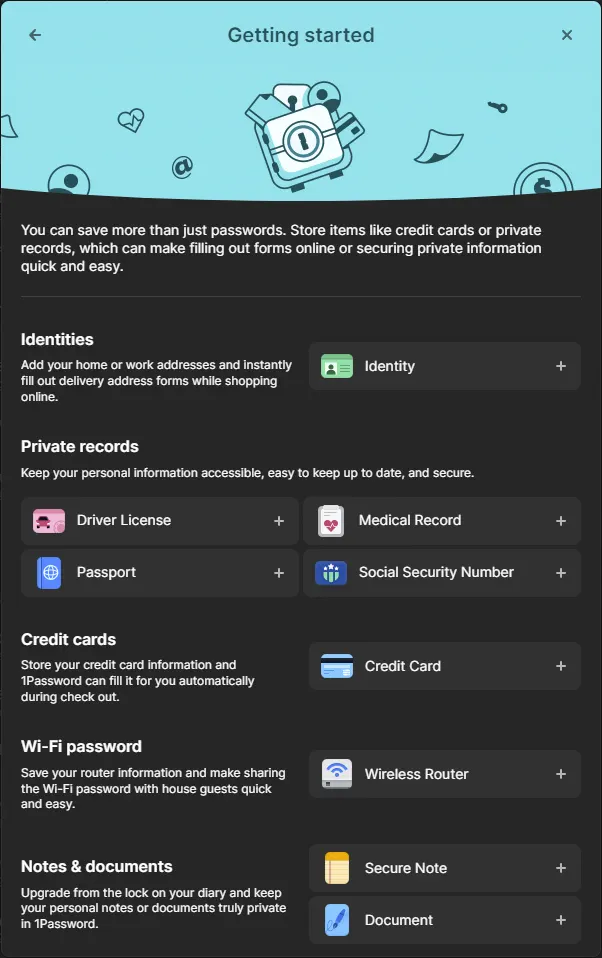 1password suggestions on how to get started with your vault