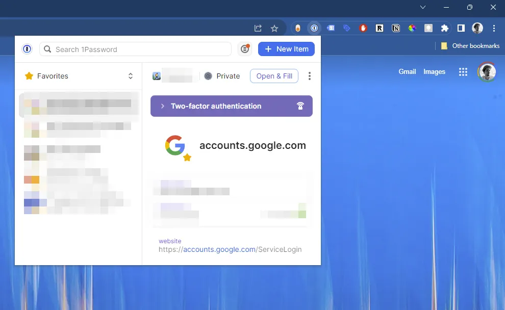 1password chrome extension homepage