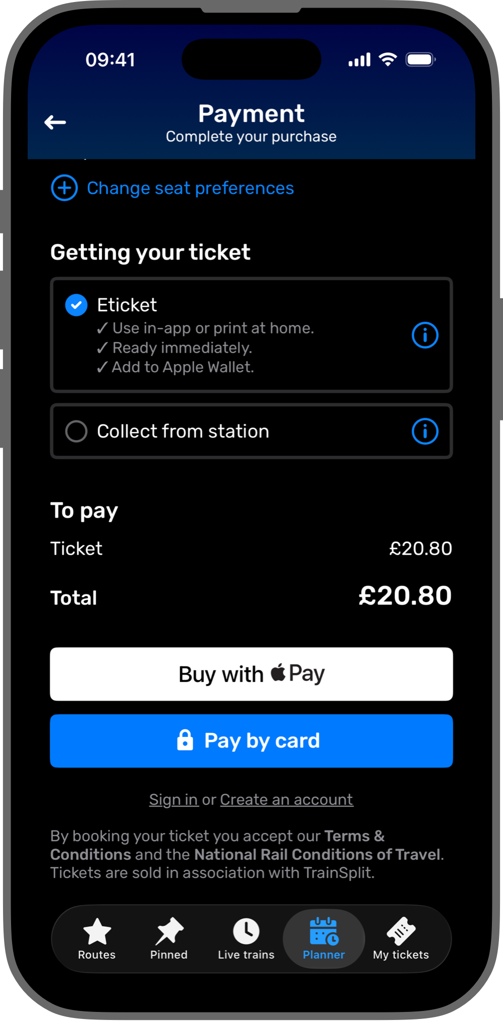 Screenshot of payment screen.