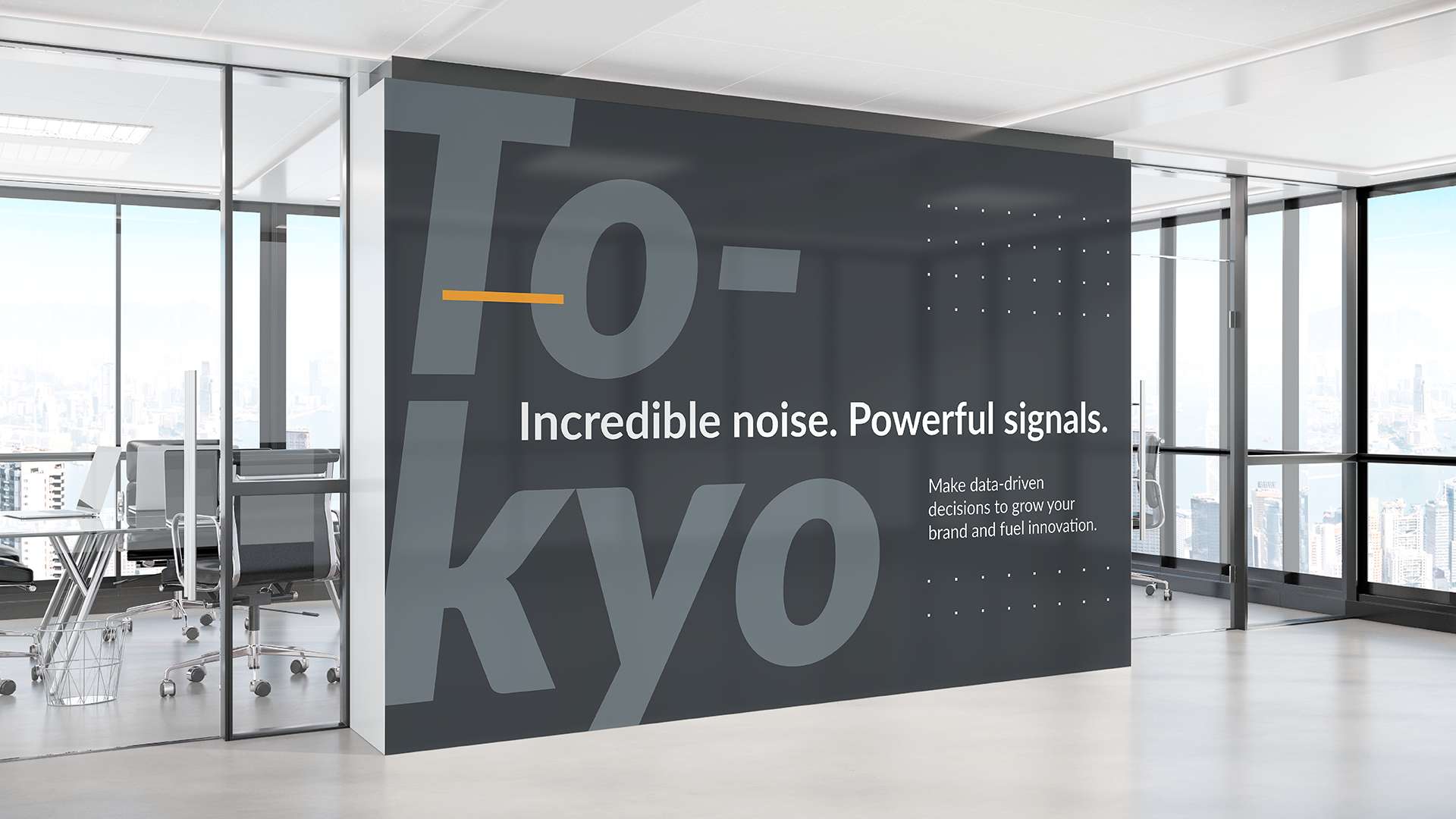 GfK brand system — office wall graphic installation