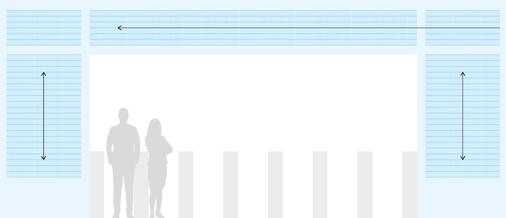 CBRE digital screen — people data infographic with grid arrows