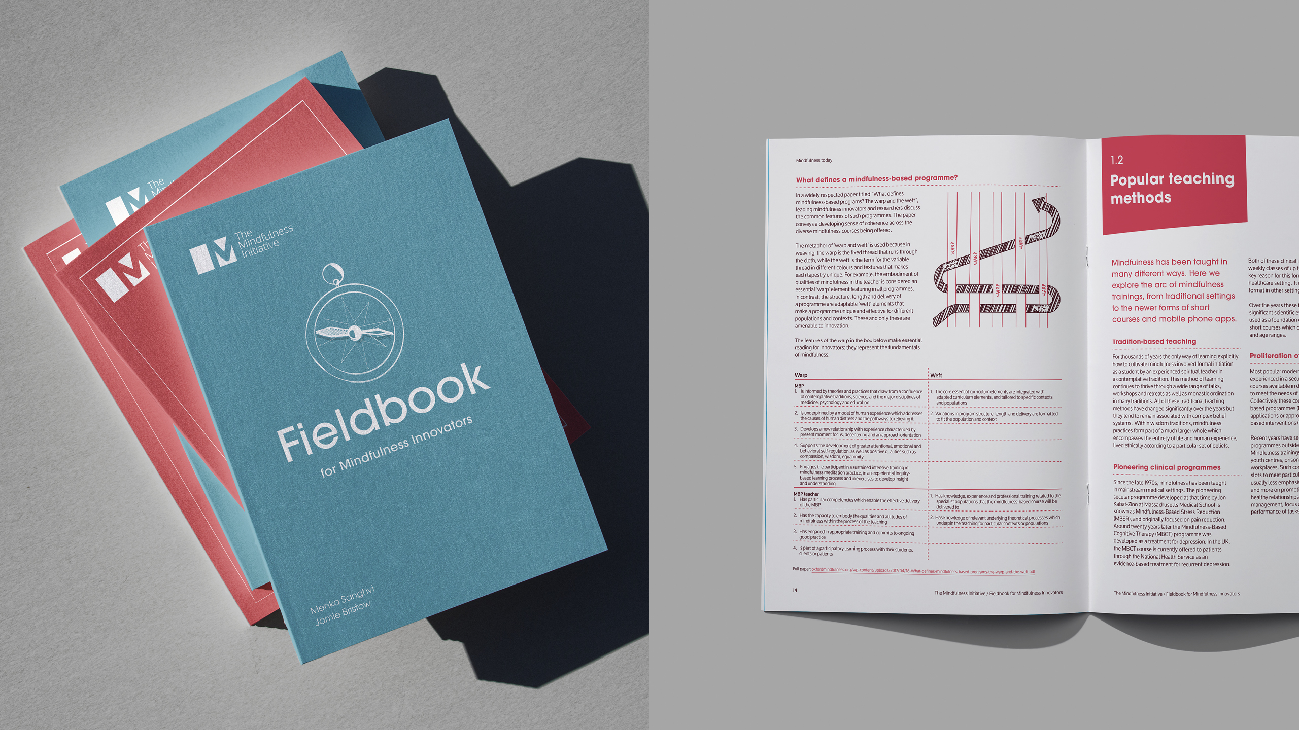 Mindfulness Initiative fieldbook — colourful section divider spread