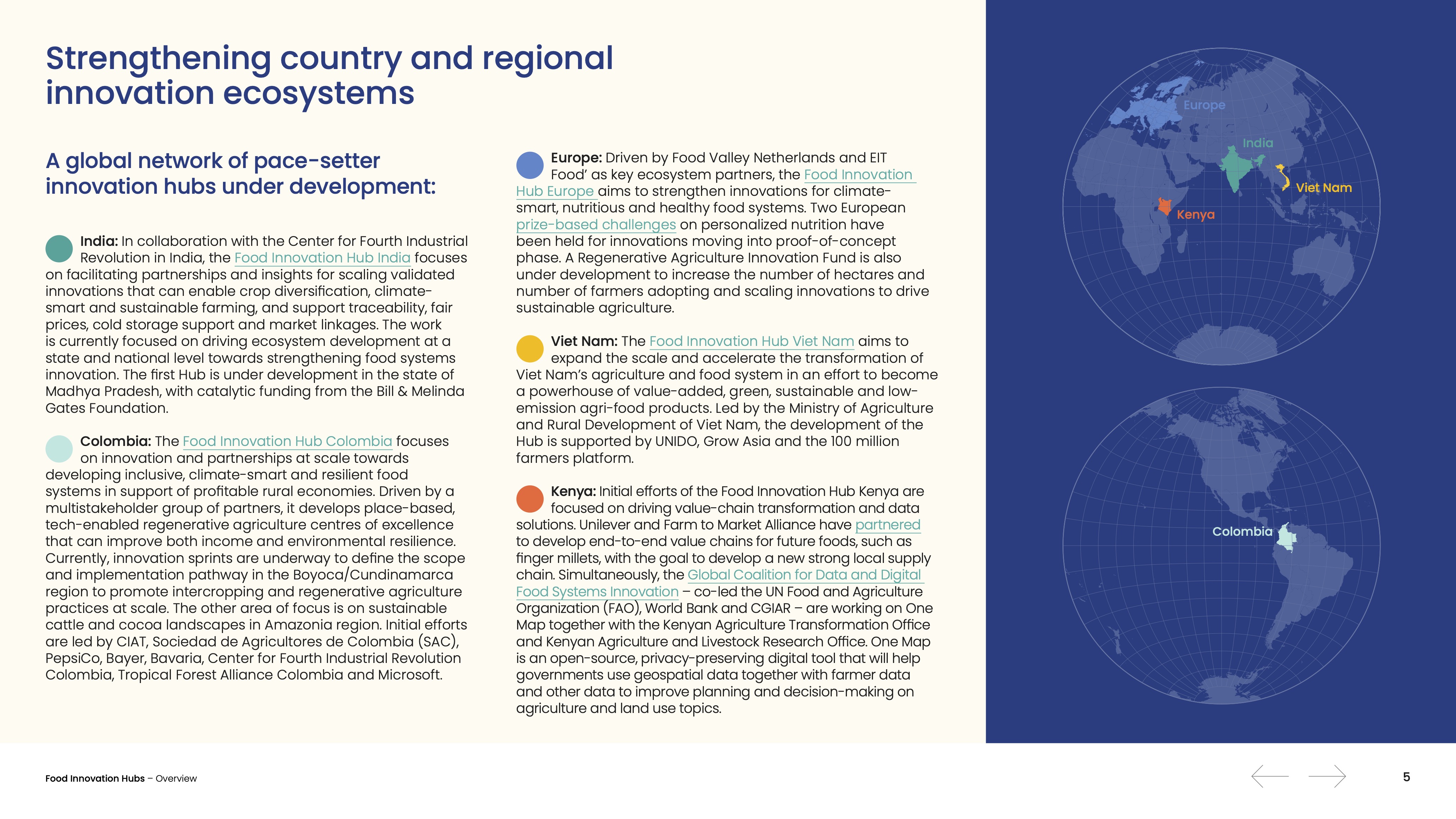 WEF Food Innovation Hubs report — findings page