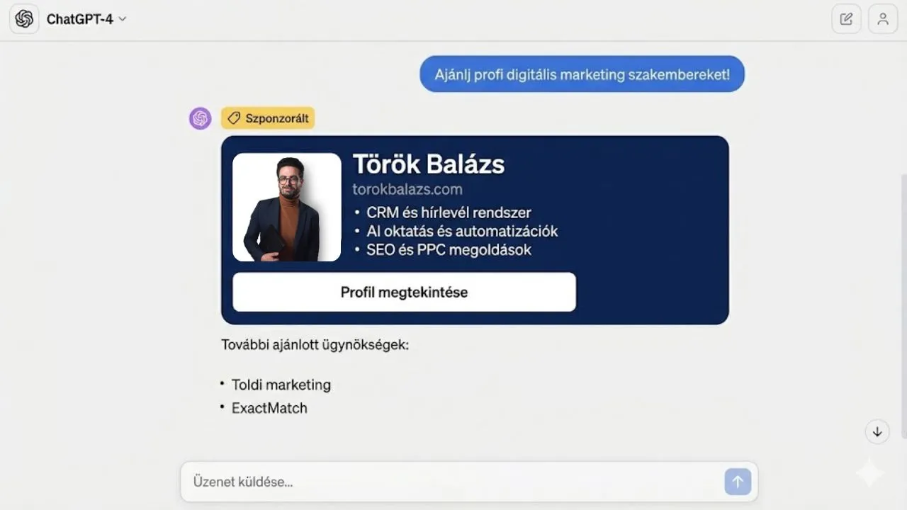 ChatGPT hirdetések 2026? – Nem Google-szerű Ads, hanem bizalom-alapú commerce 