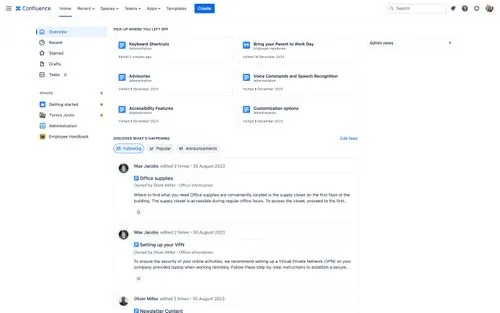A native view in Confluence.
