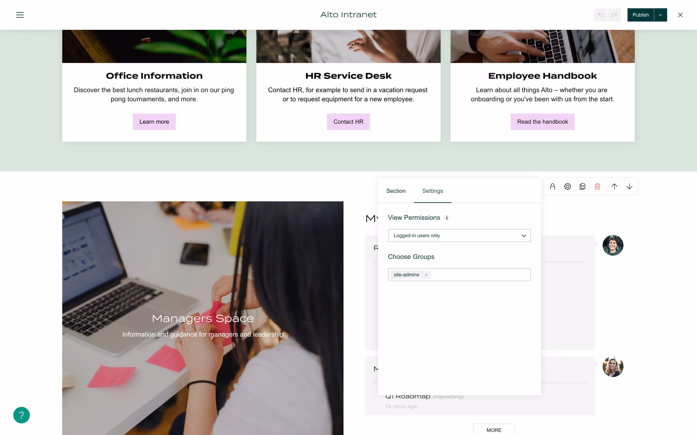 A visual showing view permission settings.