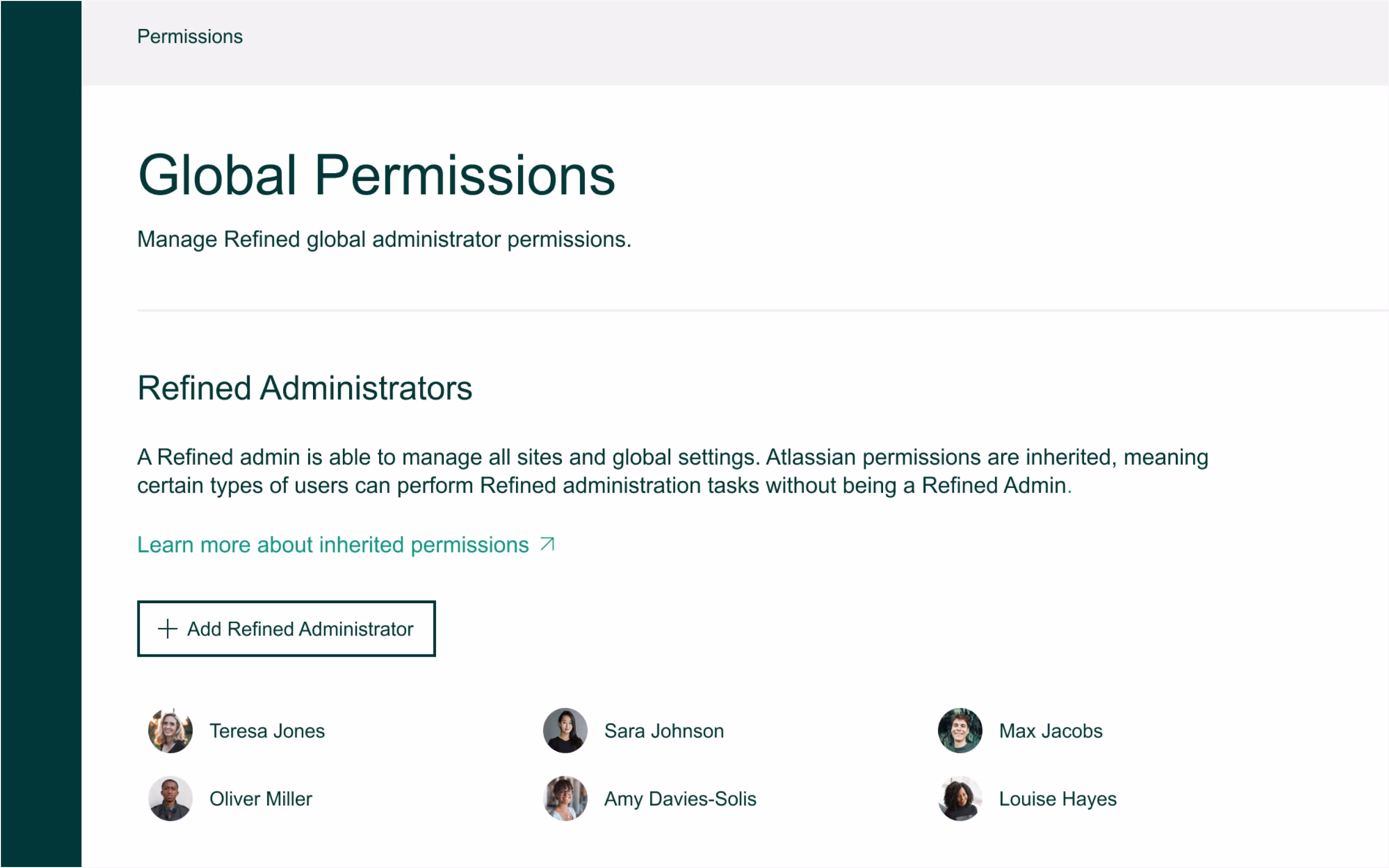 A visual showing site and Refined admins.