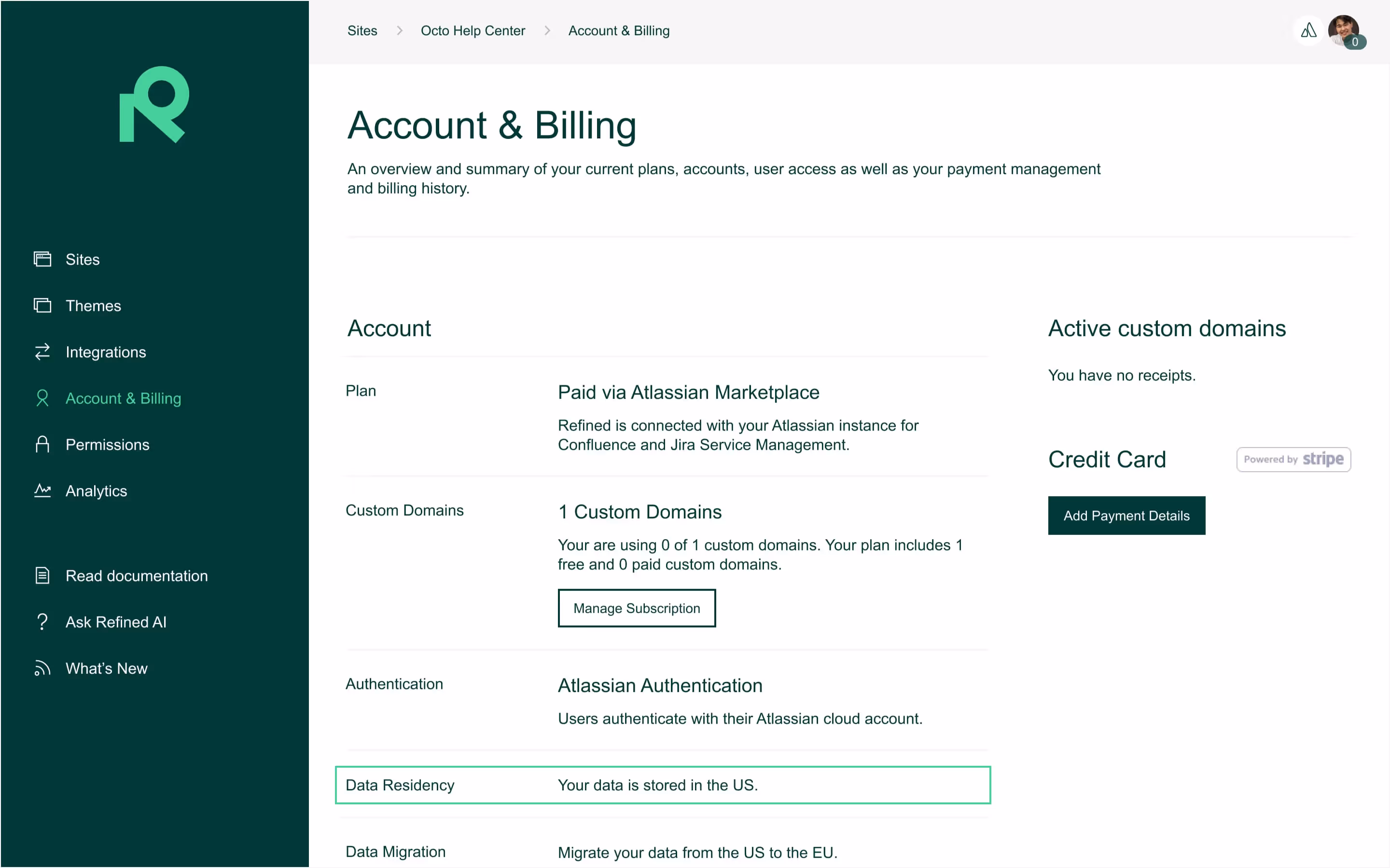 A visual showing data residency settings.