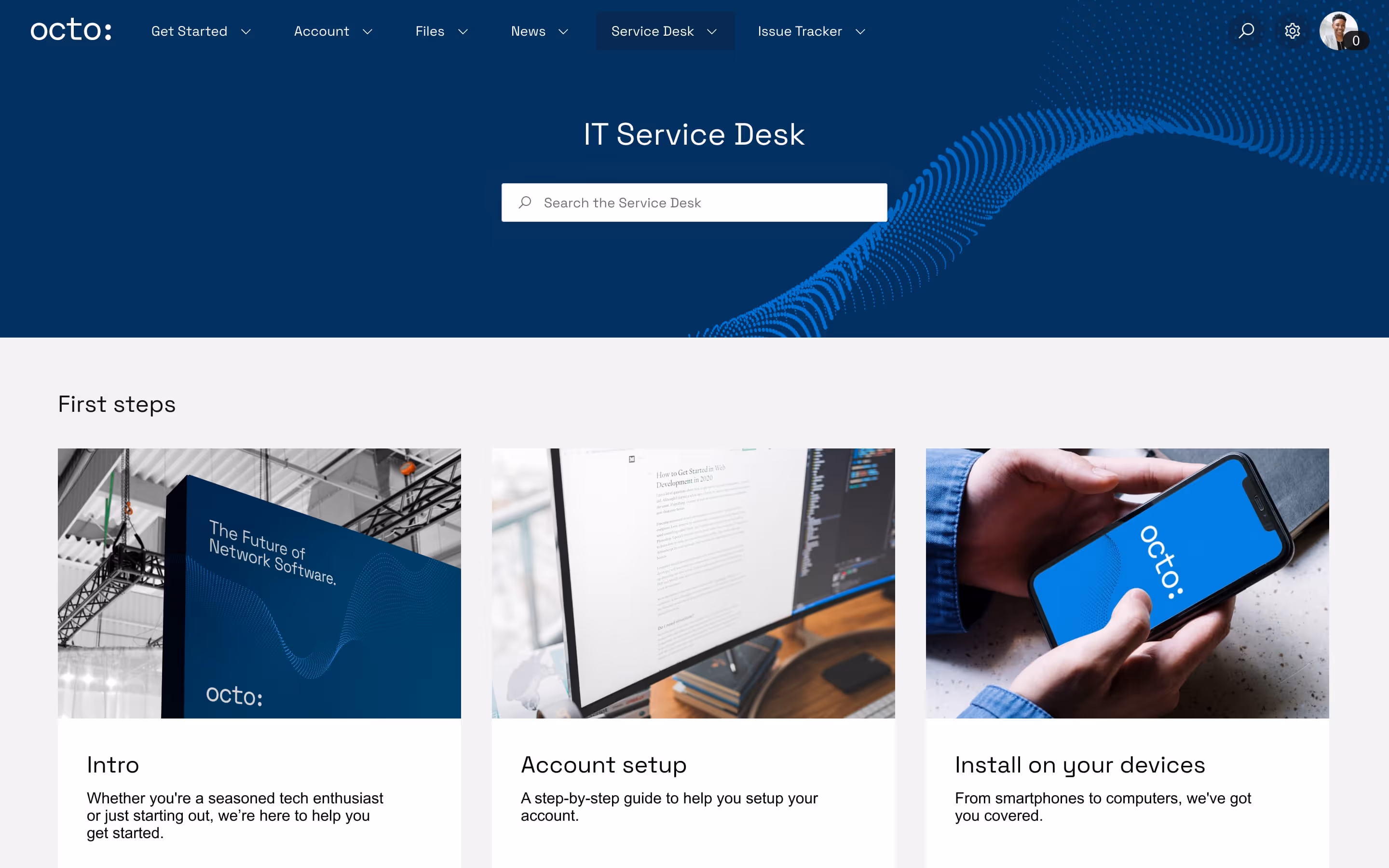 A visual showing an IT service desk.