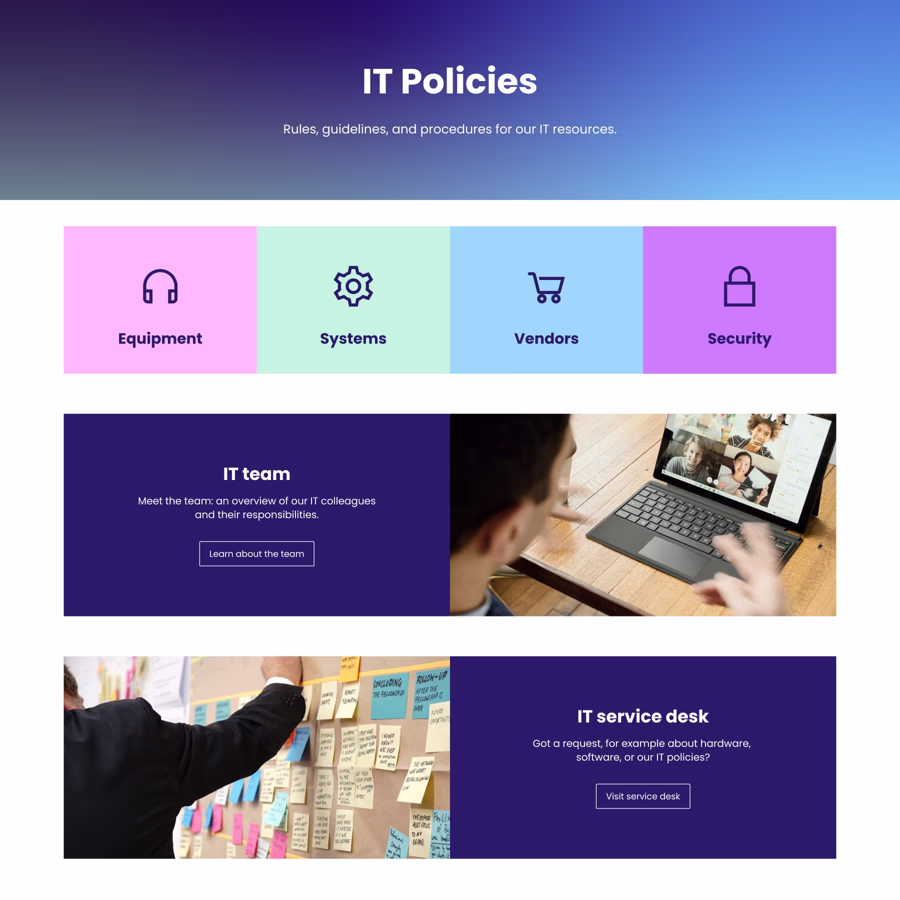 A Refined IT policies template with a vivid branding.