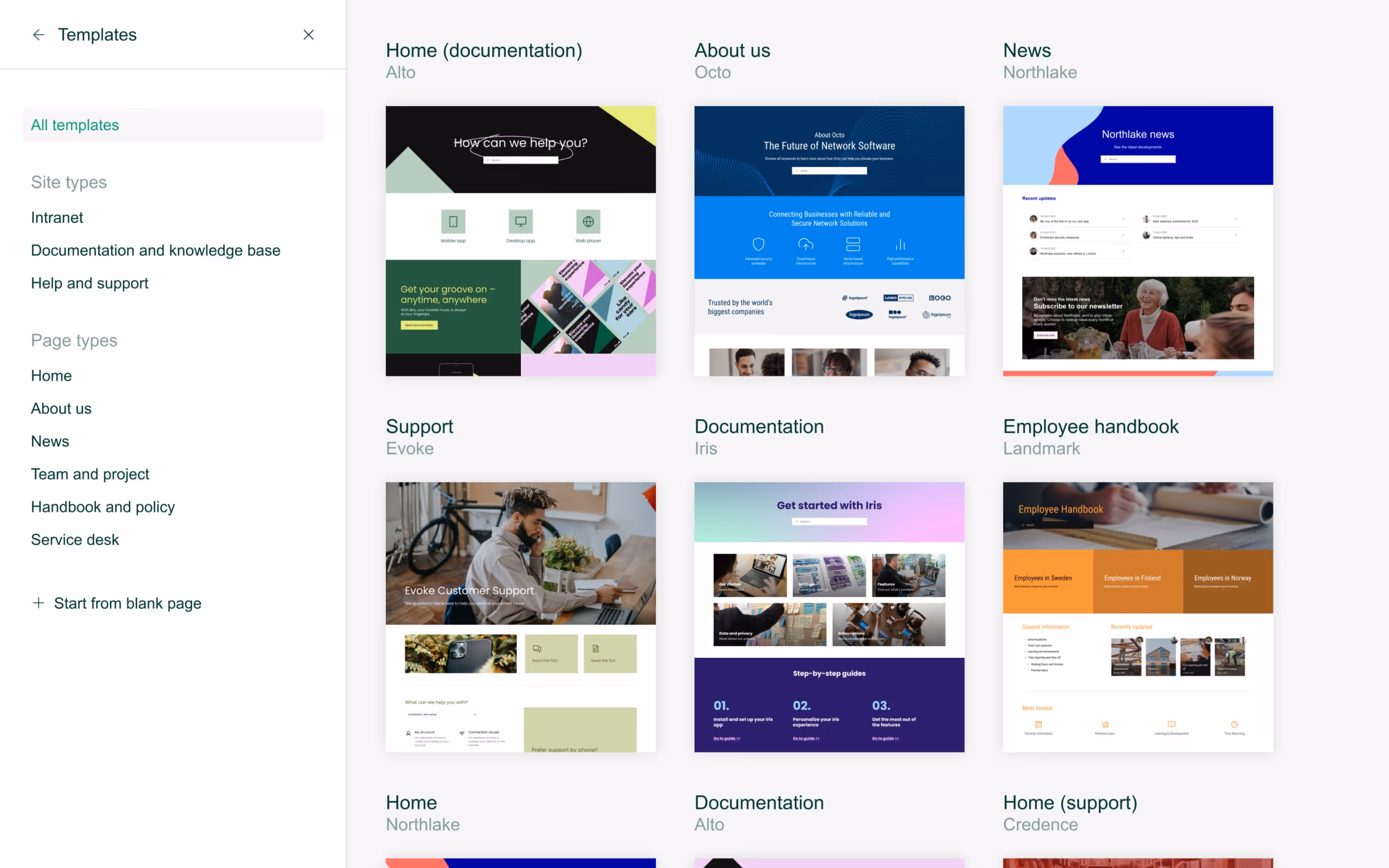 A visual showing the in-product Refined templates.